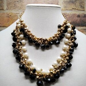 Elegant Gold and Black Layered Necklace